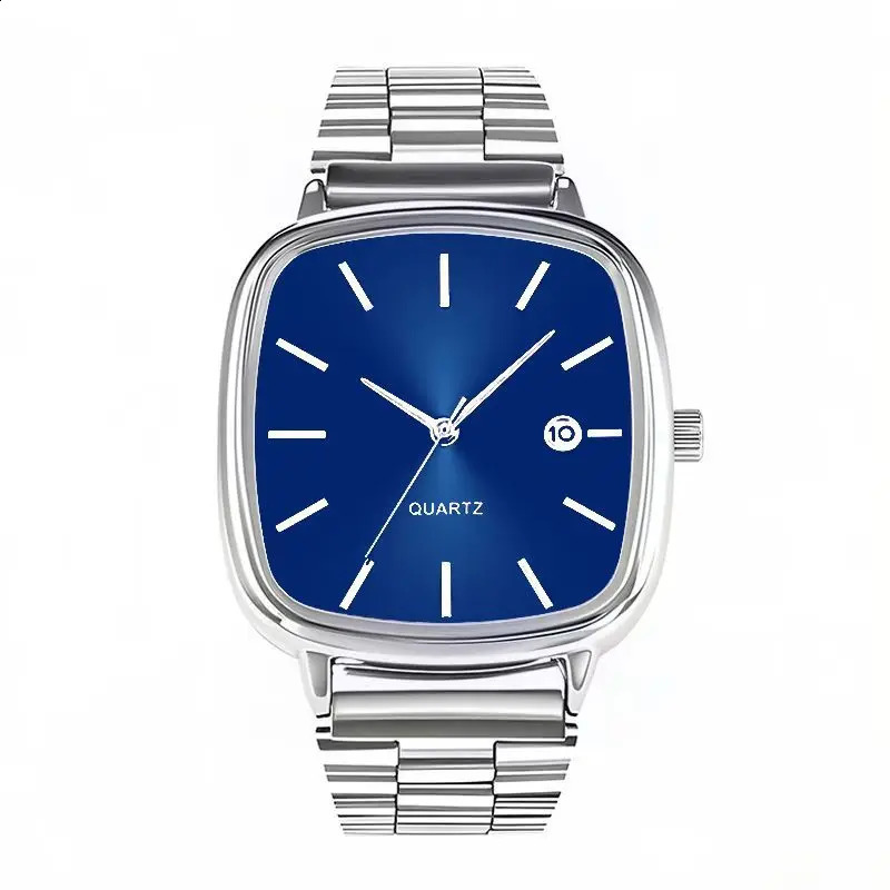 Fashion Men Watch Steel Strap Business Calendar Quartz Watches Wristwatches Gift Drop Big Dial Clock 250911