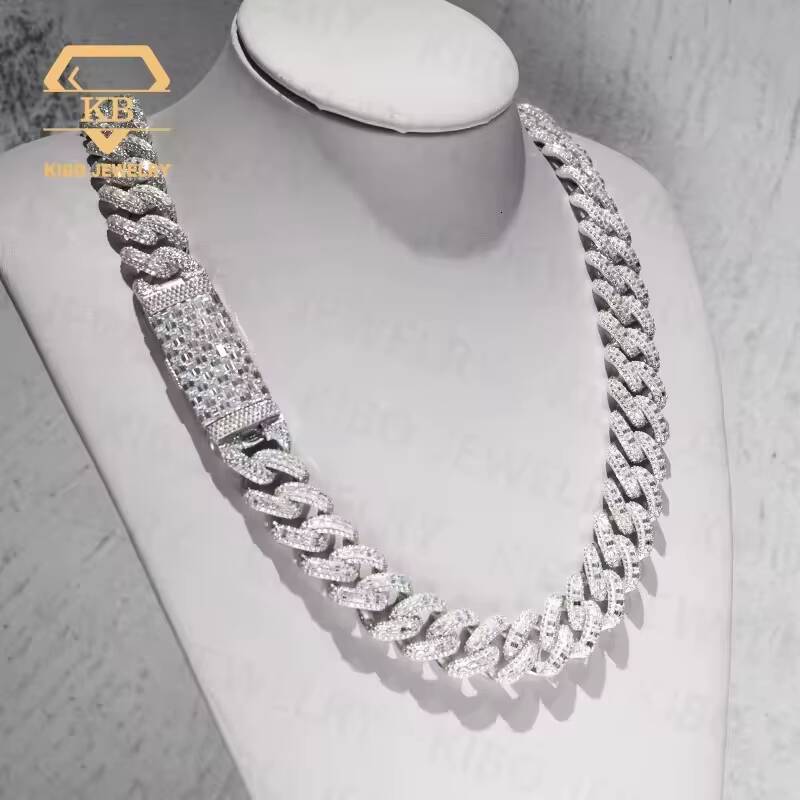 Moissanite Cuban Link Chain Hip Hop Iced Out 925 Sterling Silver Cuban Link Fashion Jewelry Sets for Men