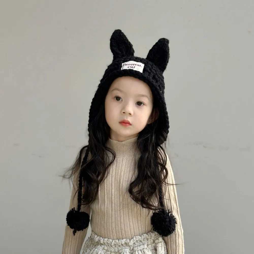 Fashion Solid Color Baby Crochet Hat Soft Warm Rabbit Ear Hand Knitted C Outdoor Autumn Winter Ear Protection C Toddler Y250920