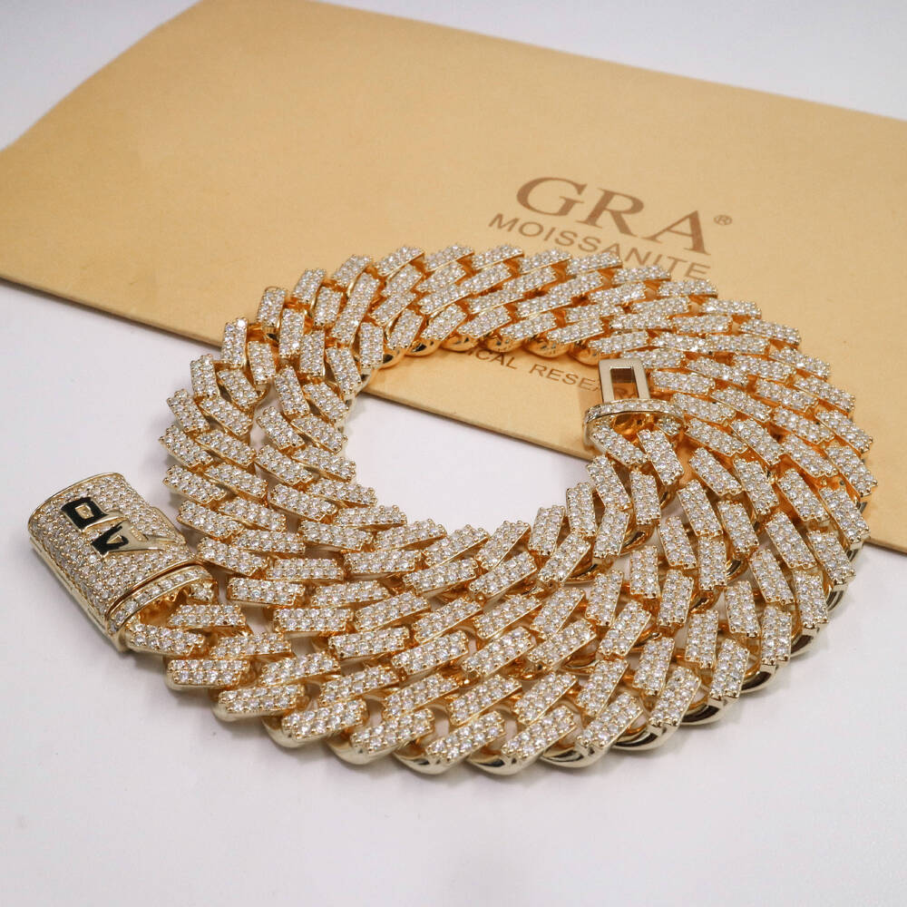 10mm Moissanite Cuban Chain GRA Certificate 925 Gold Plated Customized Trend Clasp Iced Out VVS Moissanite Cuban Link Chain