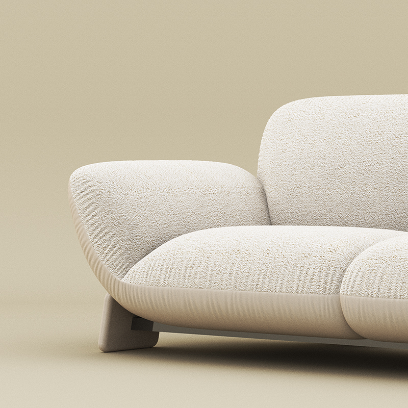 Living Room Furniture Comfortable Light - colored Double - seater Boucle Upholstered Sofa for Living Spaces