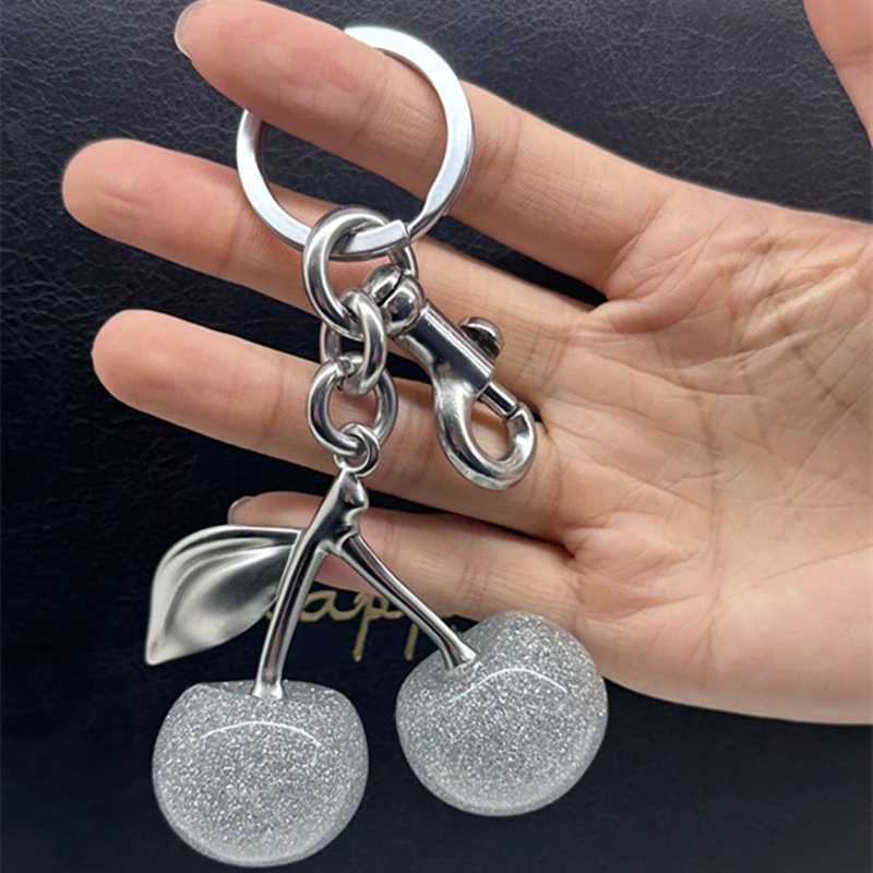 For Handbag Shoulder Bags Shining Silver Crystal Cherry Pendant Womens Purse Keychain Bag Charm Hanging Accessories Z250920