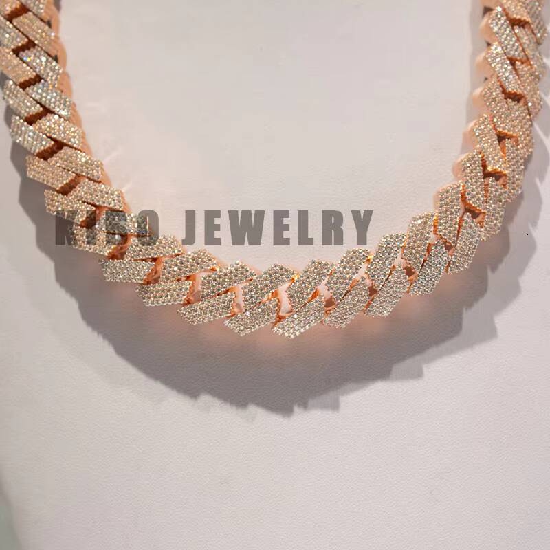 Huge 18MM 4 Rows Buss Down Miami Iced Out 500g Heavy 925 Silver With 14K Gold Plated VVS Moissanite Cuban Necklace Link Chain