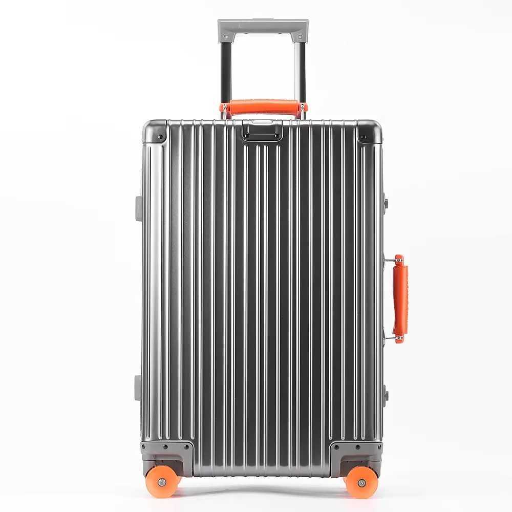 202429 All Aluminummagnesium Alloy Suitcase Leather Handle Travel Case Bags Rolling Luggage with Spinner Wheel TSA Lock W250920