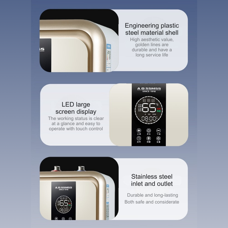 8L Digital Display Electric Water Heater, ABS Shell, Enamel Liner, Multiple Protections, 1500W, 220V, IPx4 Waterproof-HY8-1F