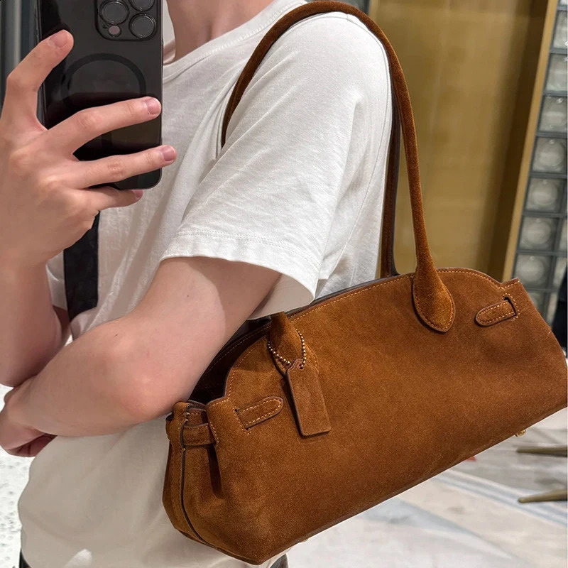 Matte Suede Leather Handbag Fashion Multicolor Boston Shoulder Bag Large Capacity Simple n Bowling Womens 250920