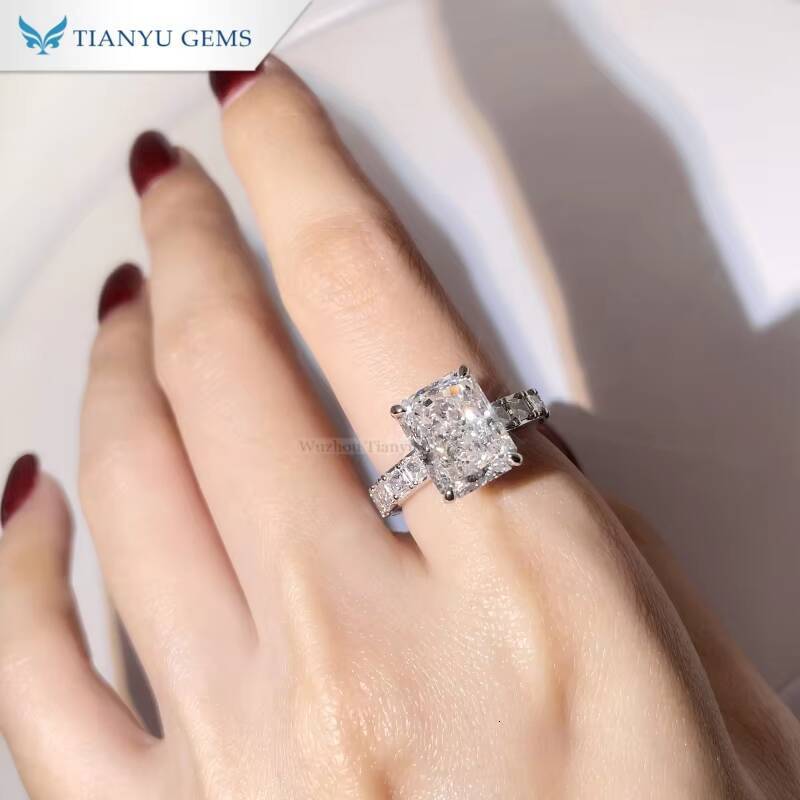 Tianyu Gems Lab Diamond D VS1 Radiant Cut Cvd with PT950 Engagement Ring Forwomen Birthday Gift