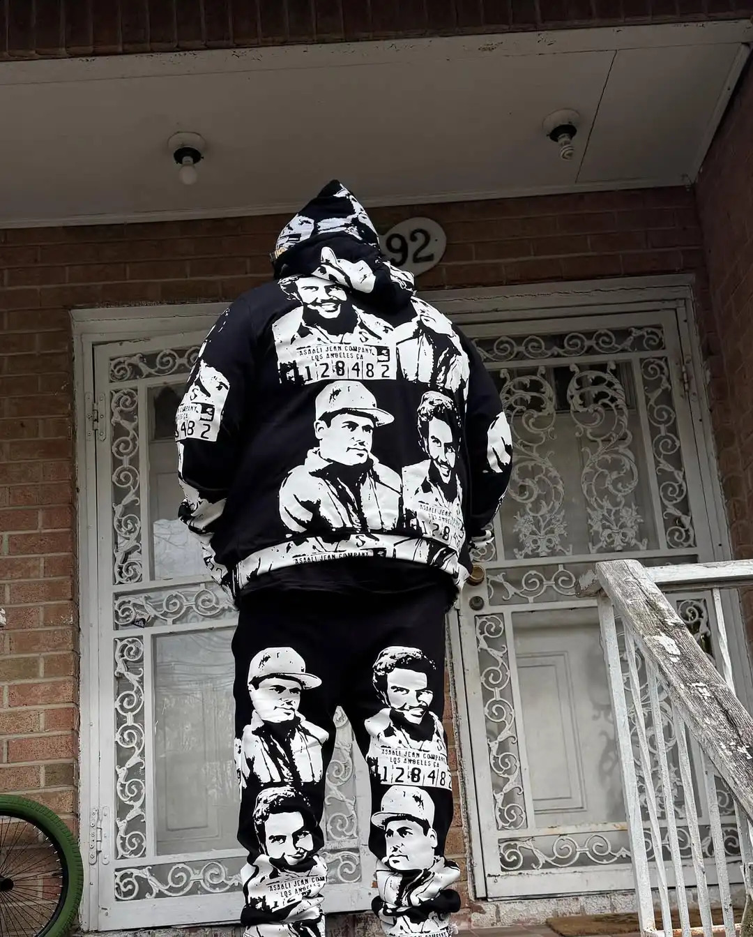 European and American fashion full printed hooded sweatshirt and sweatpants twopiece set Y2K oversized casual outdoor set 250920