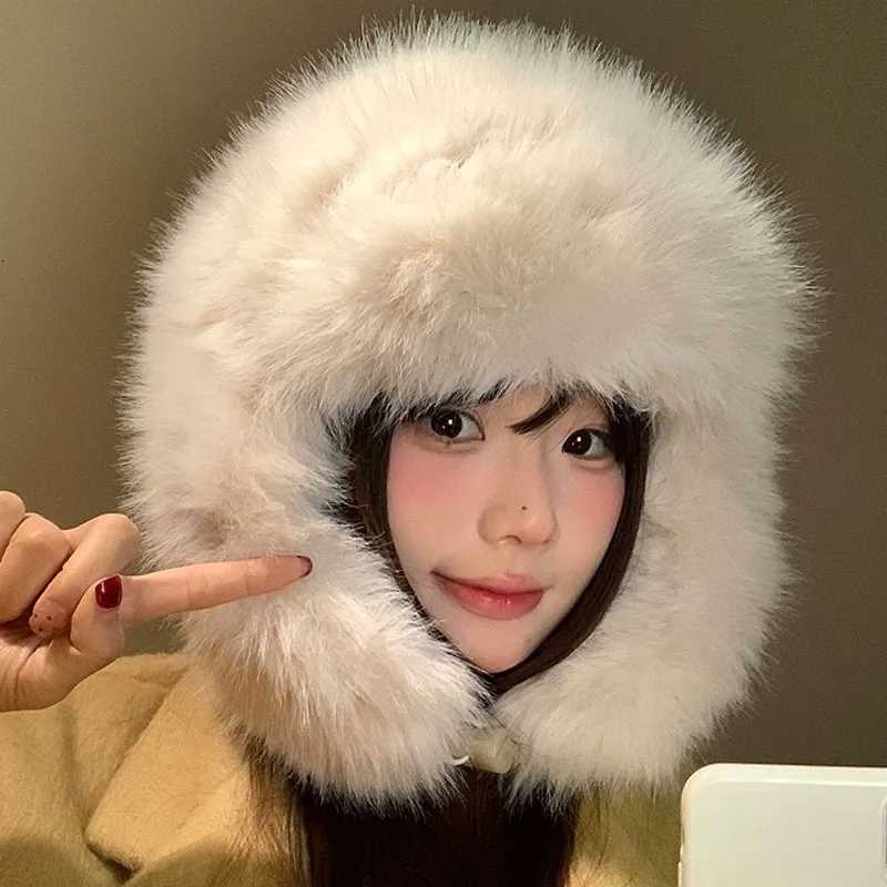 New Thicken Faux Fur Winter Warm Ear Protection Bber Hat Outdoor Russian Windproof Anticold Furry Earfl Hat For Skiing Y250920