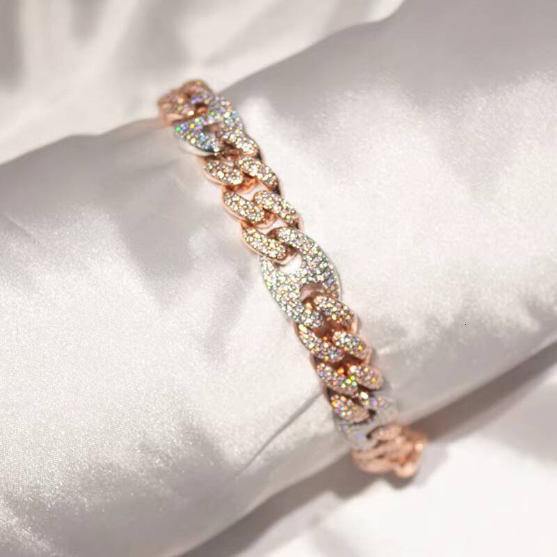 Hiphop Two Tone S925 Sterling Silver Infinity Star Evil Eyes Charms VVS D Color Moissanite Diamond Cuban Link Chain