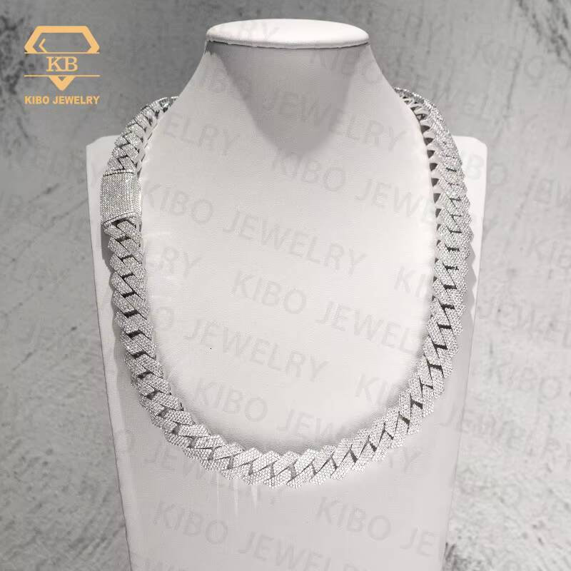Rapper Iced Out Hip Hop Large Necklace Jewelry VVS 925 Silver 14mm Heavy Lab Grown Moissanite Diamond Cuban Link Chains