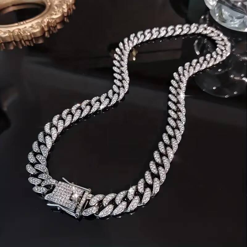 HIP HOP Luxury Jewelry 925 Sterling Silver Mens Cuban Link Chain Miami Moissanite Diamond Cuban Necklace