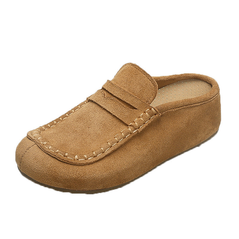 Birkenstock Style Old Money Suede Casual Mules Commuting Slip-On Leather Shoes Half Slippers for Women Outdoor Wear ddmythur