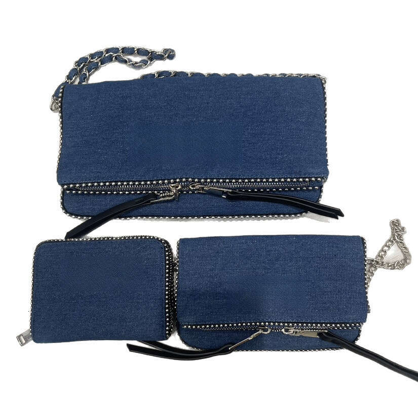 Black Hot Drilled Women's PU Metal Chain Bag B3