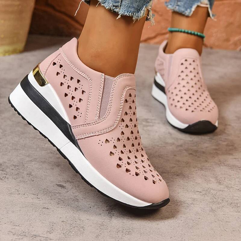 Hollow Out Breathable Wedge Sneakers for Women Lightweight Non Vulcanize Woman Plus Size Comfort Slip On Casual Shoes ddmypanda