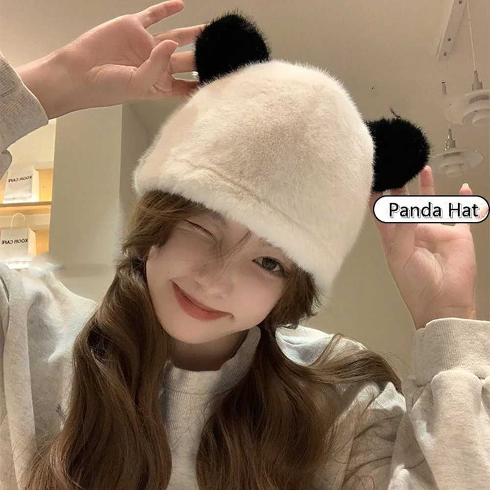 Cute Panda P Hat For Wen Faux Fur Fluffy Hat Warm Thick Beanies C Bear Ear P Hat Winter Cycling Pr C Y250920