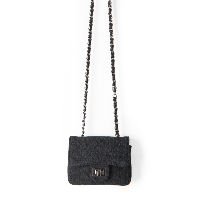 2025 New Style Niche Design Mini Crossbody Small Square Fashionable And Versatile Plaid Denim Chain Bag