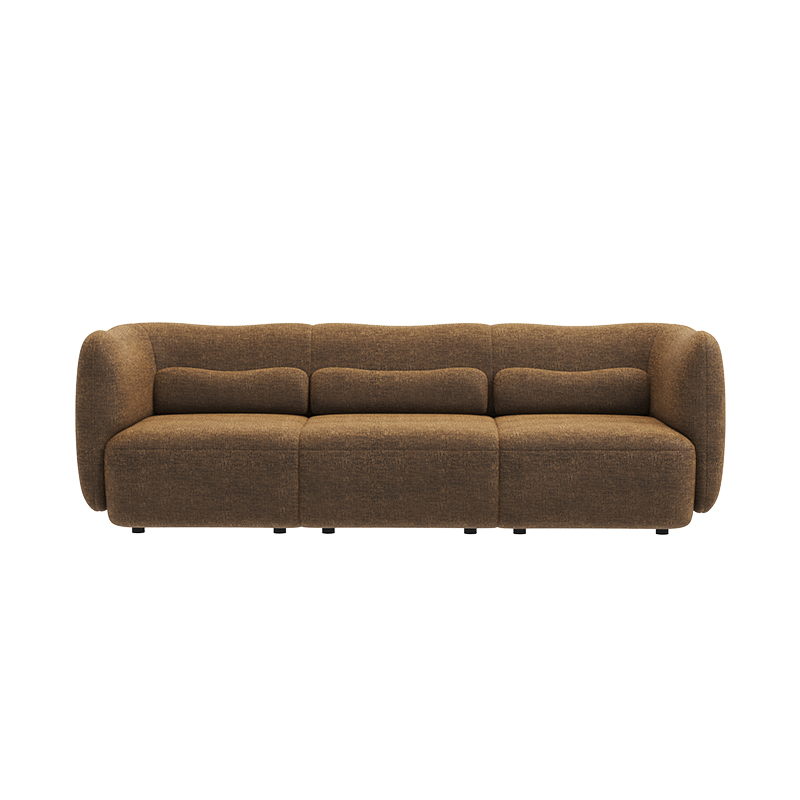 Living Room Furniture Opulent Brown Three - Seater Wave - inspired Sofa, Redefine Your Living Room Luxury
