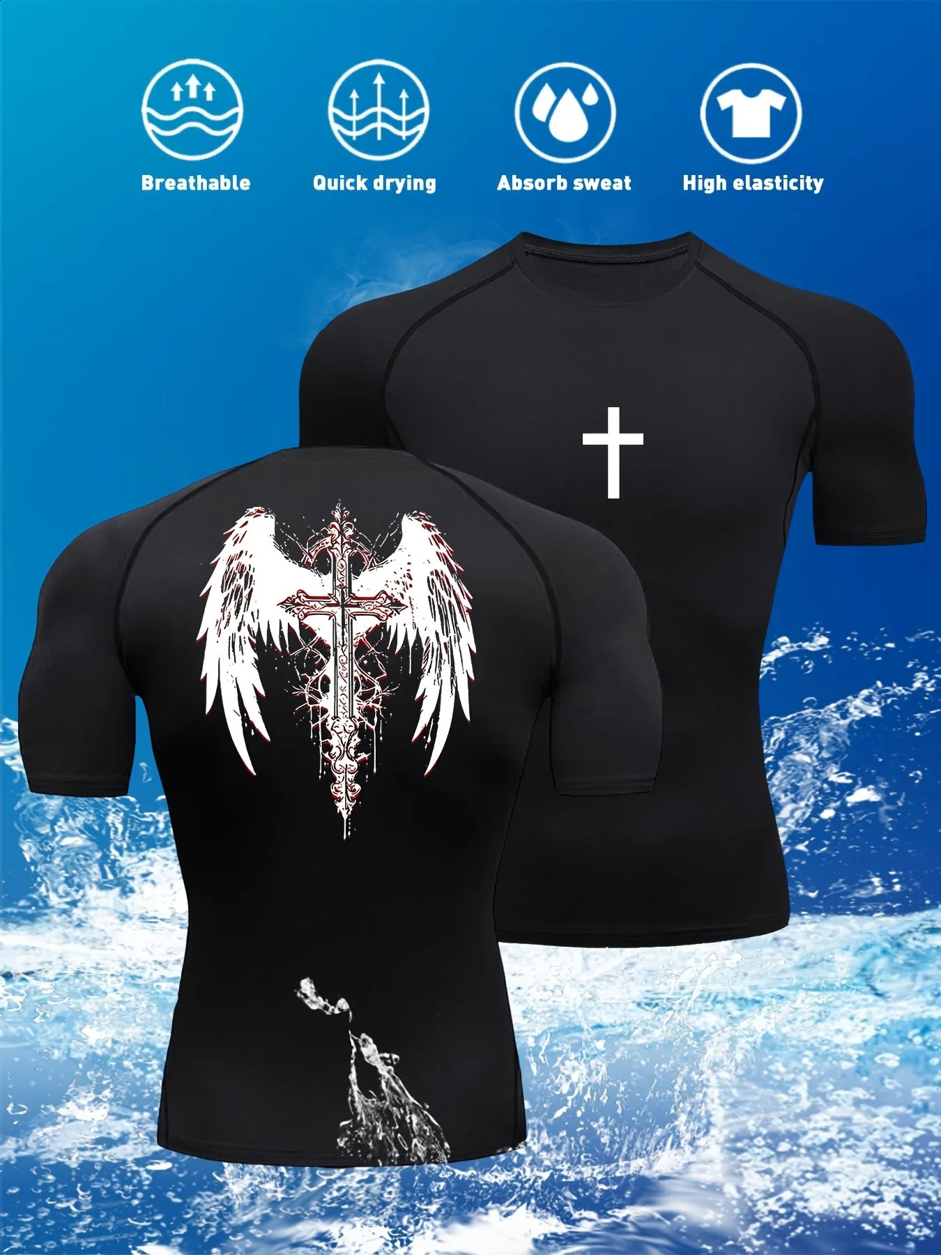 Bible Cross Graphic Compression Shirt for Men Gym Workout Undershirts Baselayers Rash Guard Athletic Quick Dry TShirt Tees Tops 250921