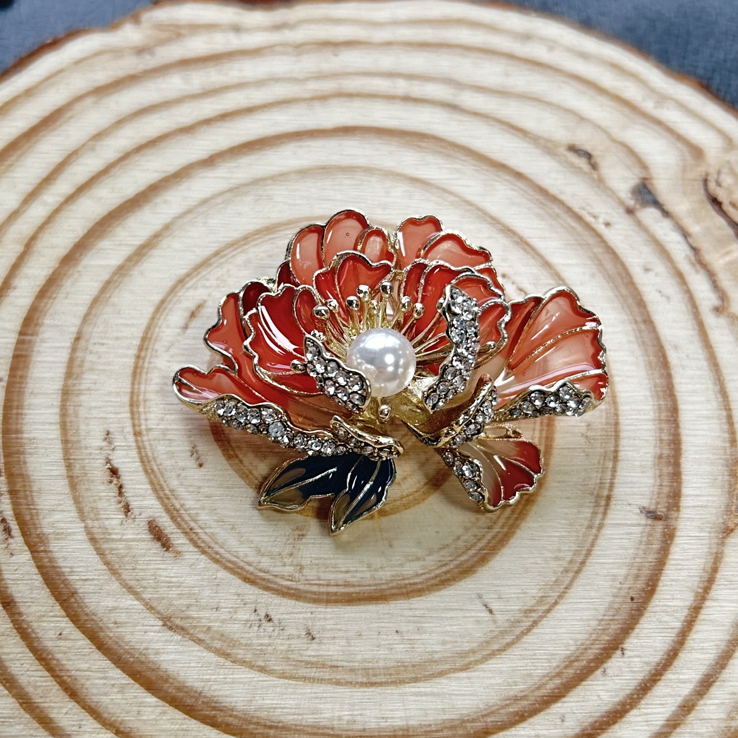 Trendy Rhinestone Exquisite Small Diamond Enamel Pink Peony Chinese Style Brooches for Women Luxury Designer Jewelry Niche High-end Brooch Accessories