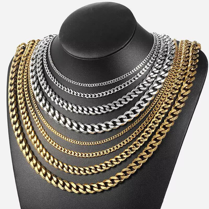 BSC6 Customized Trend Jewelry Pure 925 Sterling Silver 18k Gold Plated Rope Figaro Miami Cuban Link Chain Necklace for Man Women