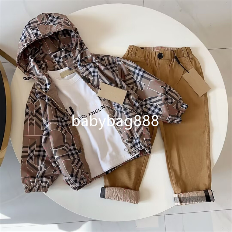 Designer kids clothing fashion brand children's hooded jacket coat set of 3 pieces fall/winter windproof and warm children's clothing Sets size 90-160CM AA4