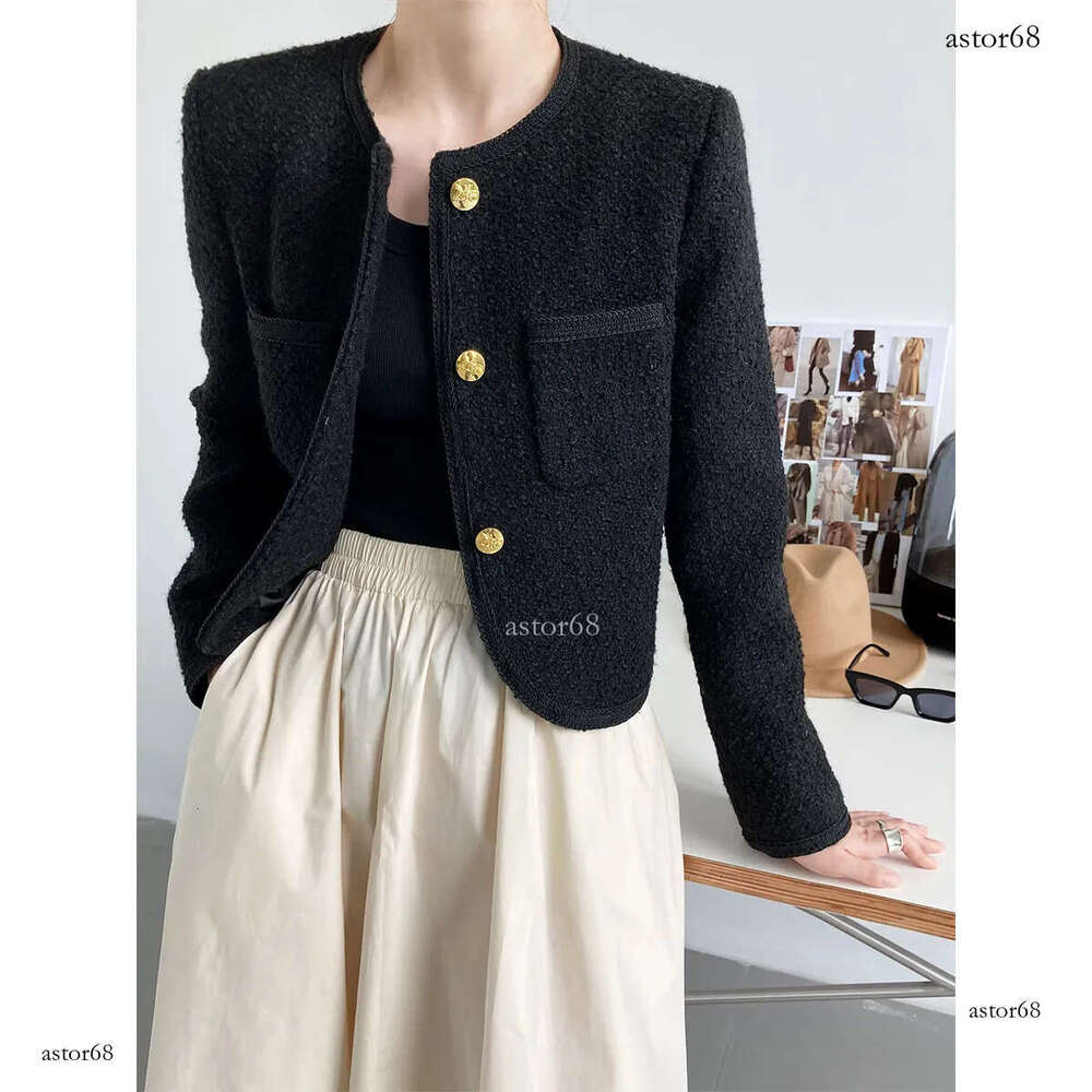 Women's Jackets 30% Wool Tweed Coat Black Beige Cropped Blazer Women Short Boucle Jackets 230901