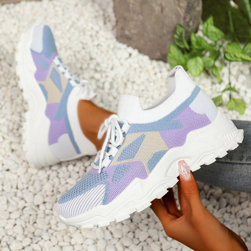 Casual Ultra-light Women's Dad Flyknit Mesh Shoes Summer Sneakers Breathable Lightweight