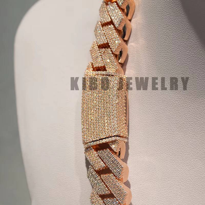 Huge 18MM 4 Rows Buss Down Miami Iced Out 500g Heavy 925 Silver With 14K Gold Plated VVS Moissanite Cuban Necklace Link Chain