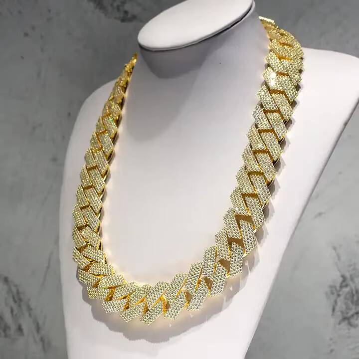Iced Out Jewelry 925 Sterling Silver 24mm 4 Rows Hip Hop Moissanite Cuban Link Chain