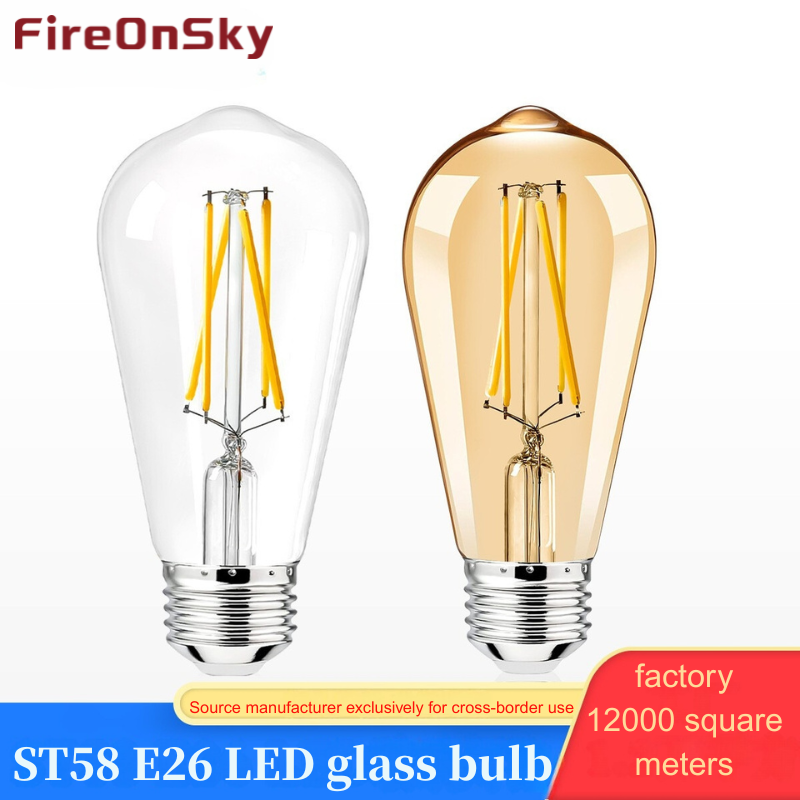 ST58 E26 LED Edison Bulb 6W Dimmable, 60W Equivalent Vintage Glass Light Bulbs, 550LM 2200K-6000K Adjustable Color Temperature, 6-Pack for Home Cafe D