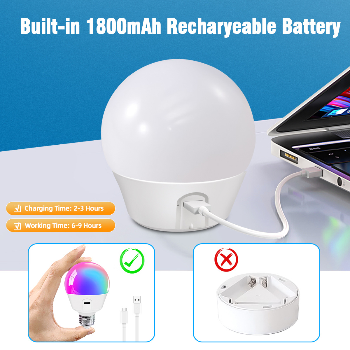 Emergency Lighting Solution: Compact Hanging Bulbs Featuring Built-in Batteries & Remotes - HCP077