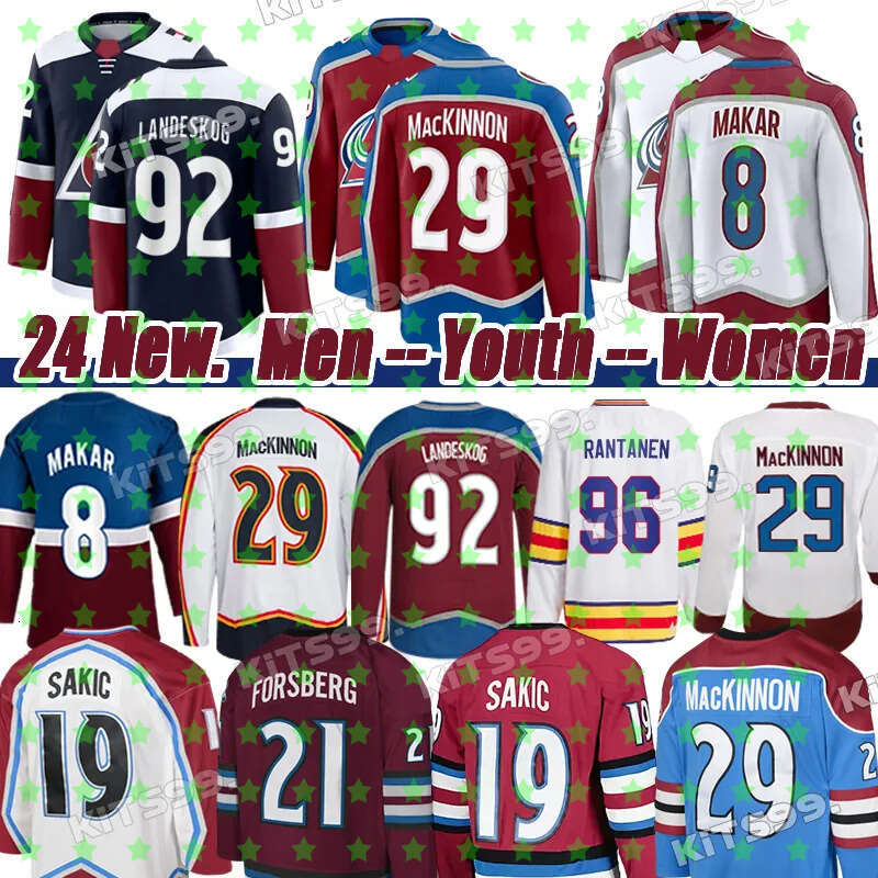 #29 Nathan MacKinnon jersey #8 Cale Makar jersey #92 Gabriel Landeskog hockey jerseys Mikko Rantanen Miles Wood Joe Sakic Devon Toews Avalanche jersey s-xxxL