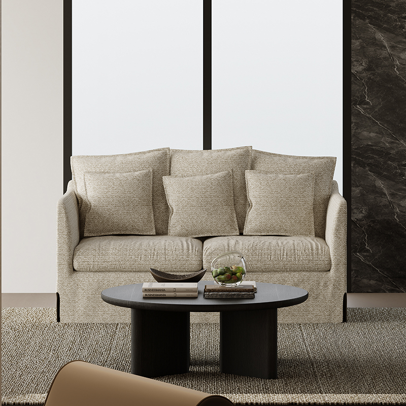 Living Room Furniture Refined Cream Double - seater Ripple - effect Couch, Perfect for Modern Home Aesthetics