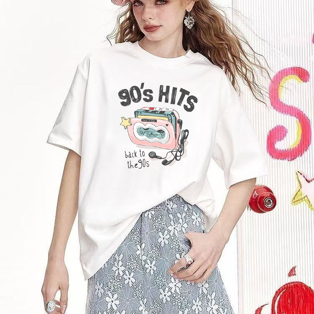 Fashionable Short-Sleeve Cotton Tee with Versatile Print - Heavyweight Pure Cotton Fabric 2025092002