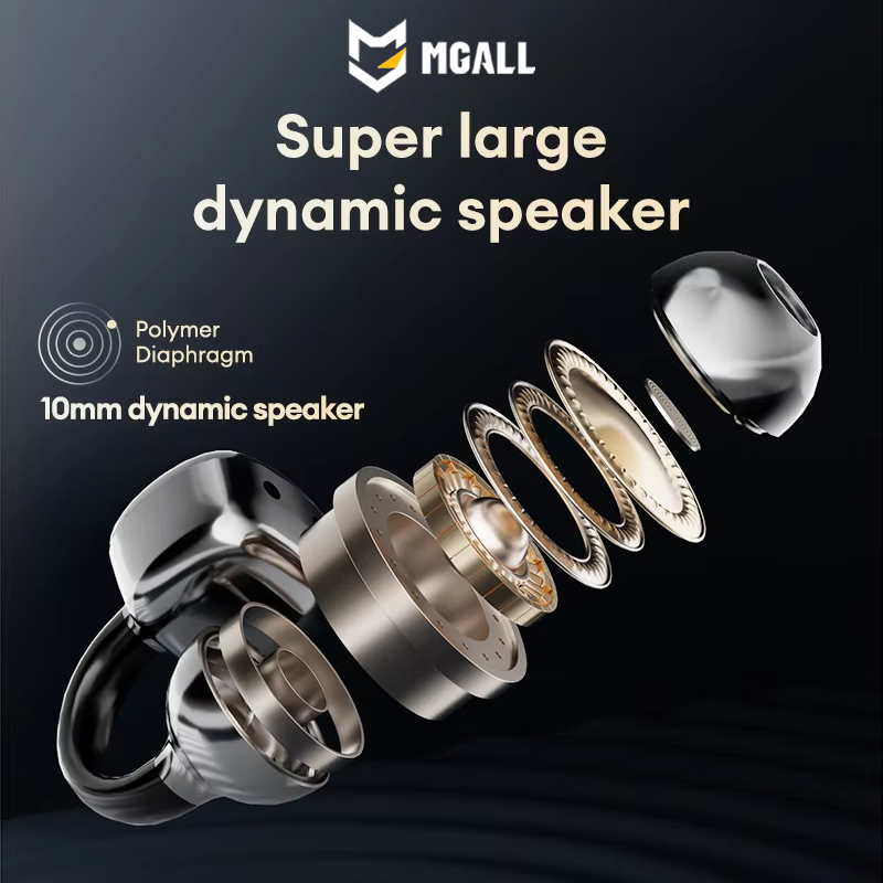 MGALL OWS Bluetooth Earphones HY-C02 Mic Noise Cancellation Stereo Sound Earbuds LCD Full Color Touch Screen Headphones Earrings Butterfly Headset Des