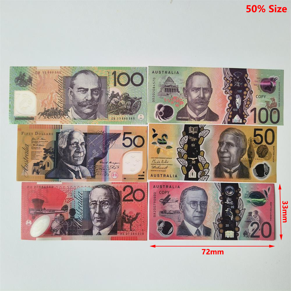 High-Quality Novelty AU Fake Money Australian Dollar Australian Counterfeit Note Prop Money for Movies & Gaming