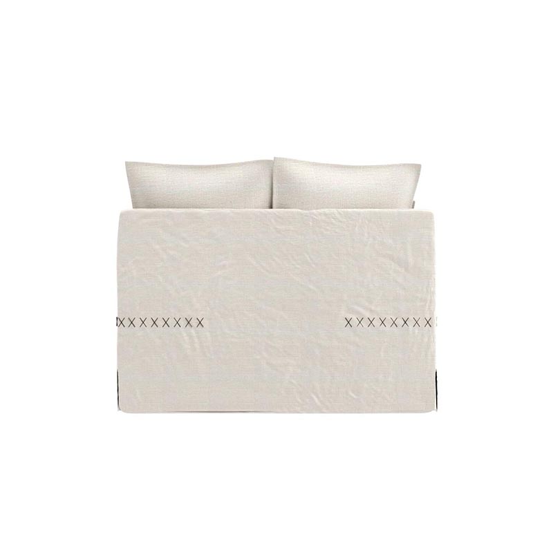 Living Room Furniture Charming Ivory Ripple - effect Sofa with Plush Pillows, Ideal for Cozy Conversations