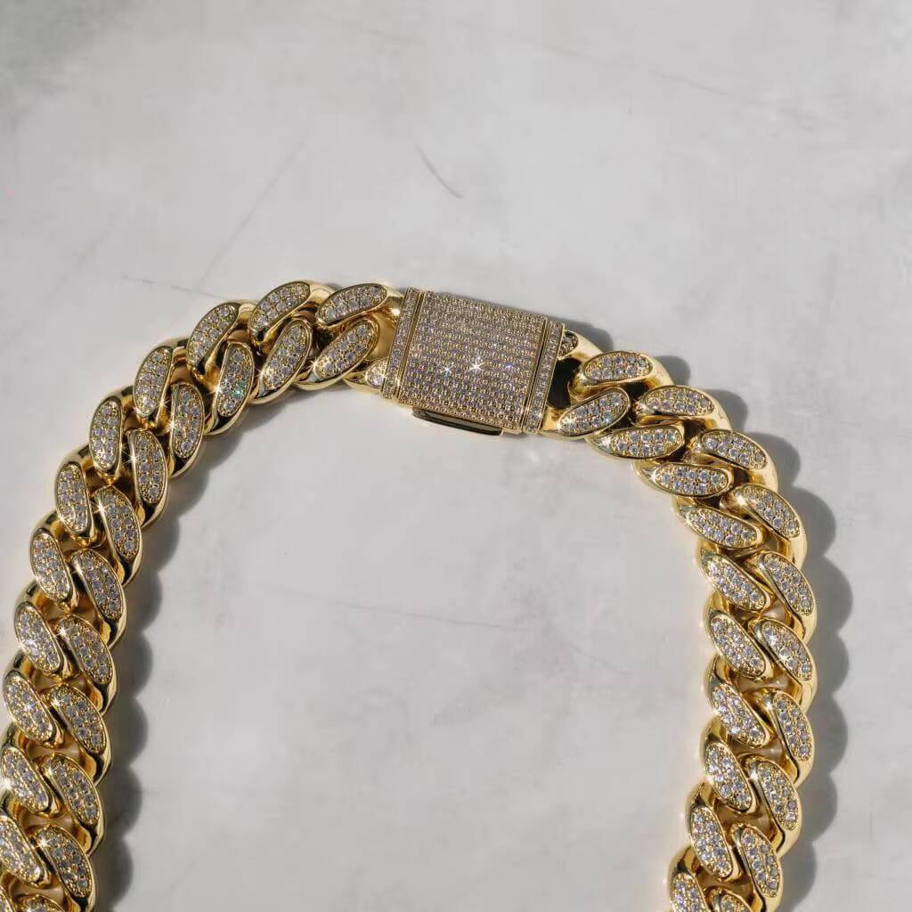 Rapper Luxury Ice Out Jewelry 19mm 925 Sterling Silver Double Row Moissanite Diamond Men Hip Hop Cuban Chain Necklace