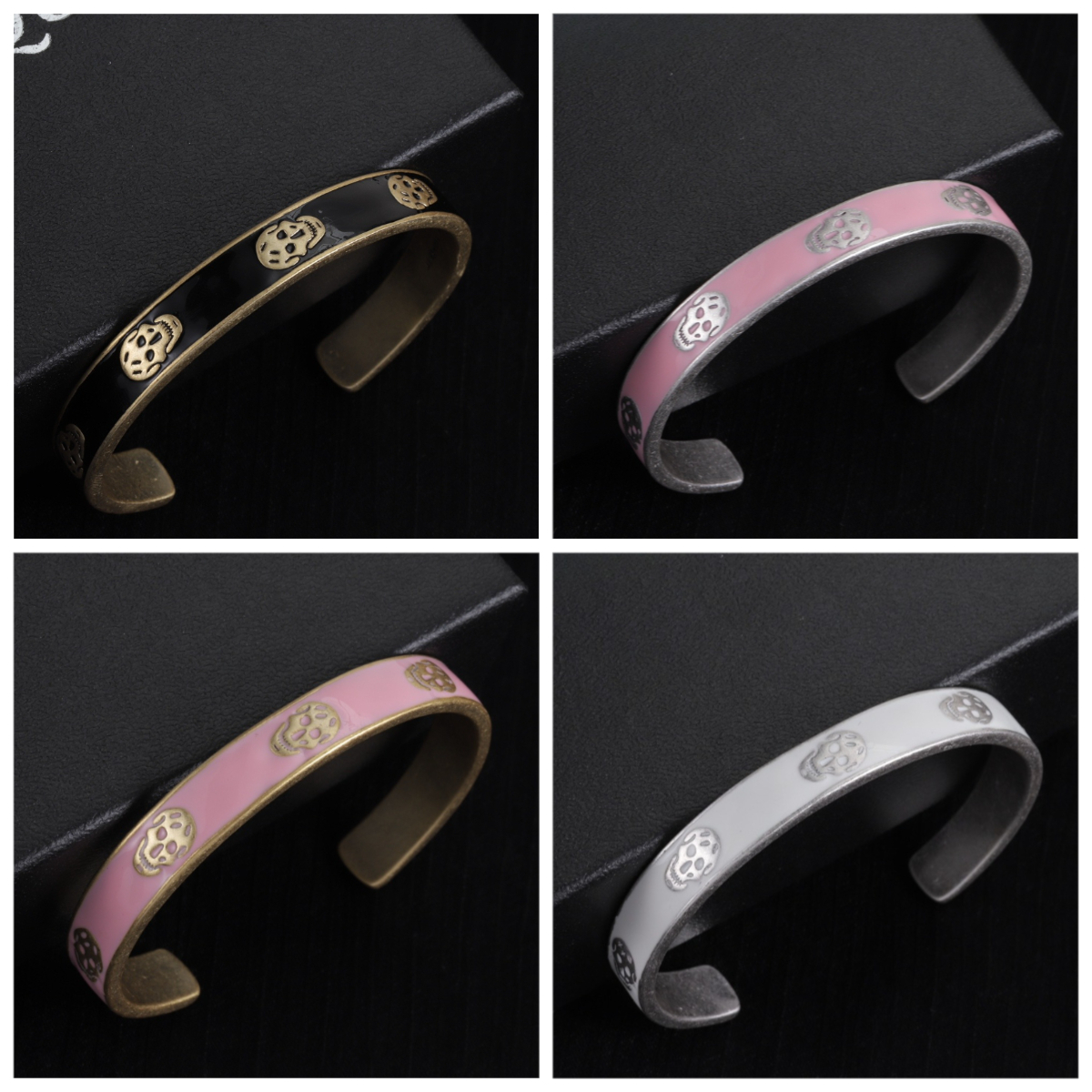 Enamel Bracelet Skull Open Bracelet Designer Bracelets Brass Material Retro Jewelry Halloween Holiday Gift