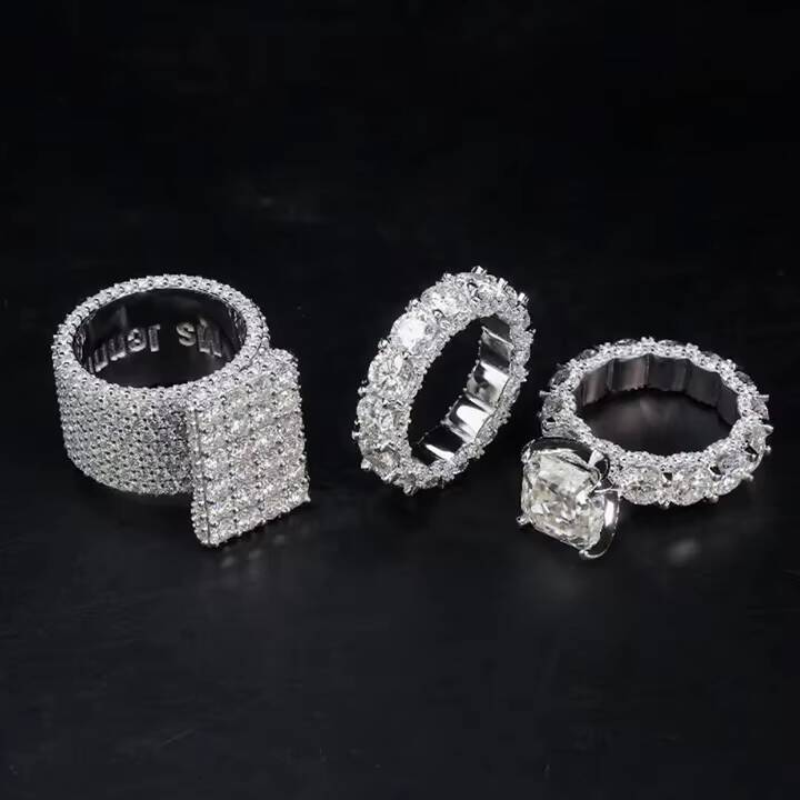 Fashion Pass Diamond Tester Silver Gold Plated Vvs Moissanite Dimoand Custom Hip Hop Men Pinky Diamond Iced Out Ring