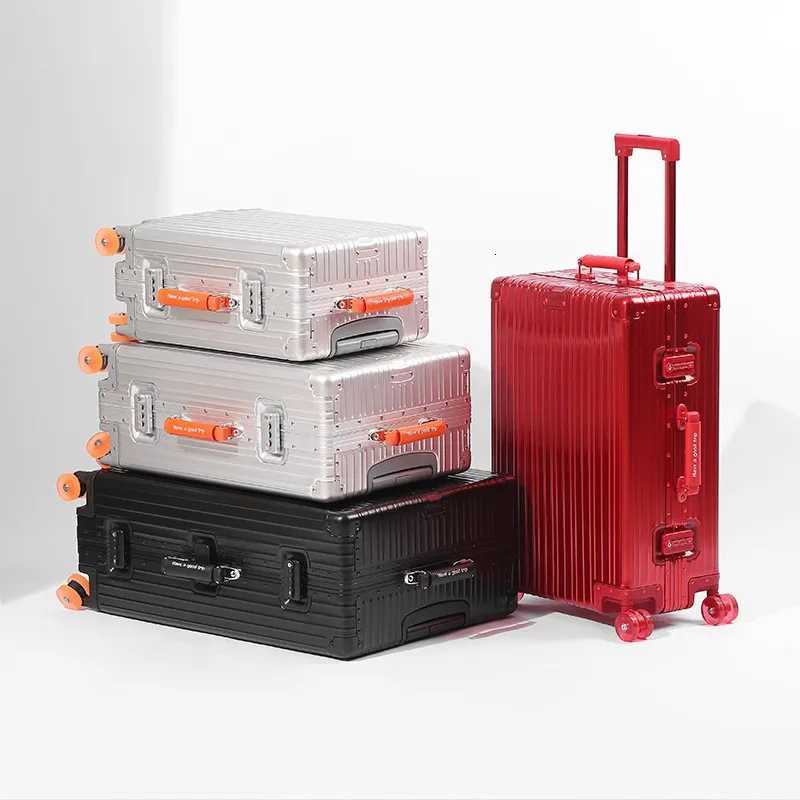 Women Men 2025 New Aluminum Suitcase 20inch Carry on Rolling Luggage 29inch Trolley Case With Wheels W250920