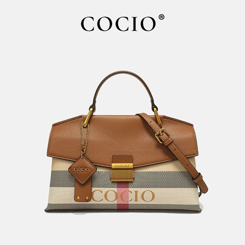 COCIO Plaid Tote for Women Texture Handbag - Simple, Trendy Everyday Shoulder Bag Z260124