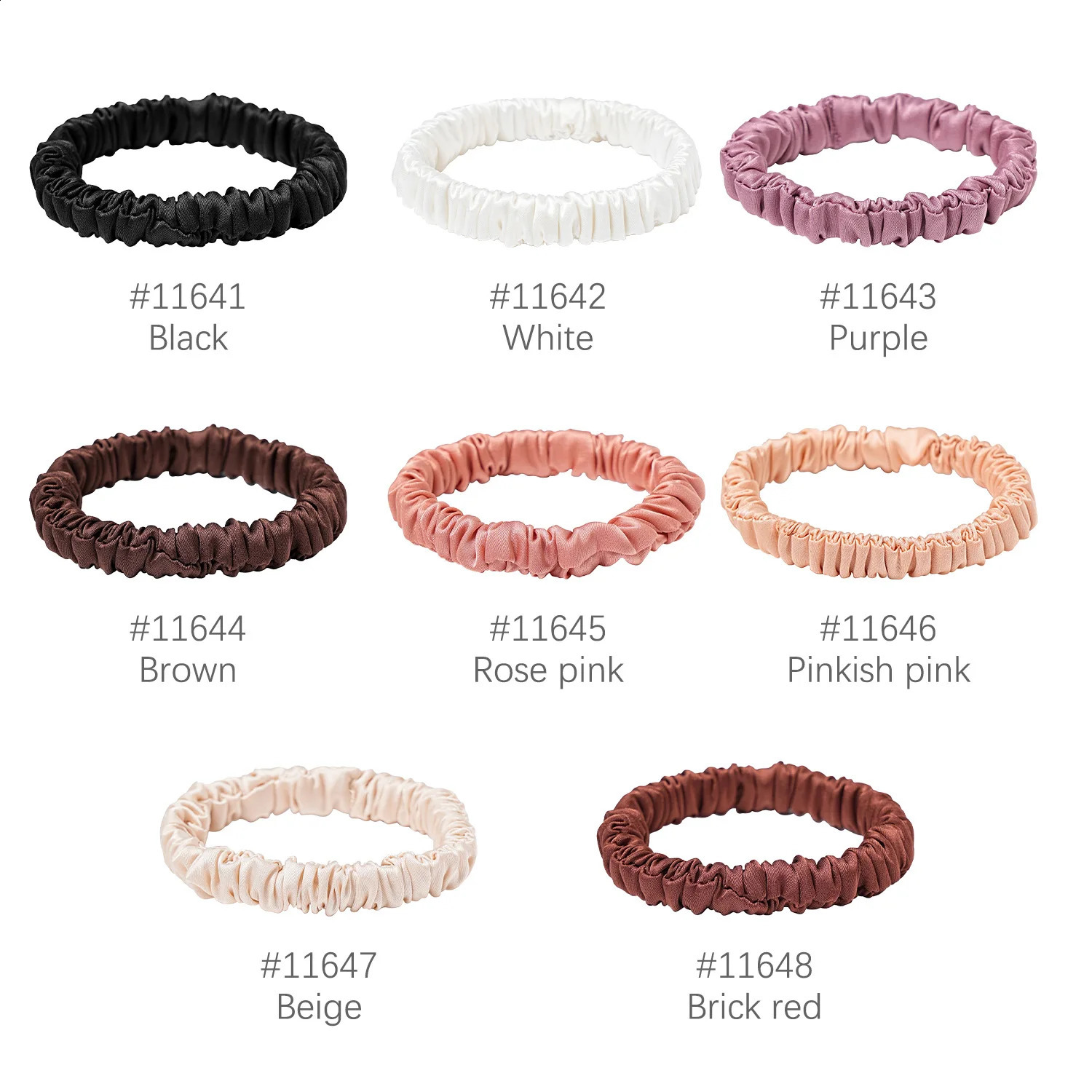 8PCSSet 100 Pure Mulberry Silk Hair Scrunchies 1 Box Skinny Scrunchies Ponytail Holders Hair Care Accessories Silk Hair Ties 250919