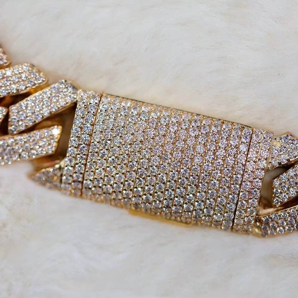 16mm Moissanite Cuban Chain GRA Certificate 925 Gold Plated Iced Out VVS Moissanite Cuban Link Chain