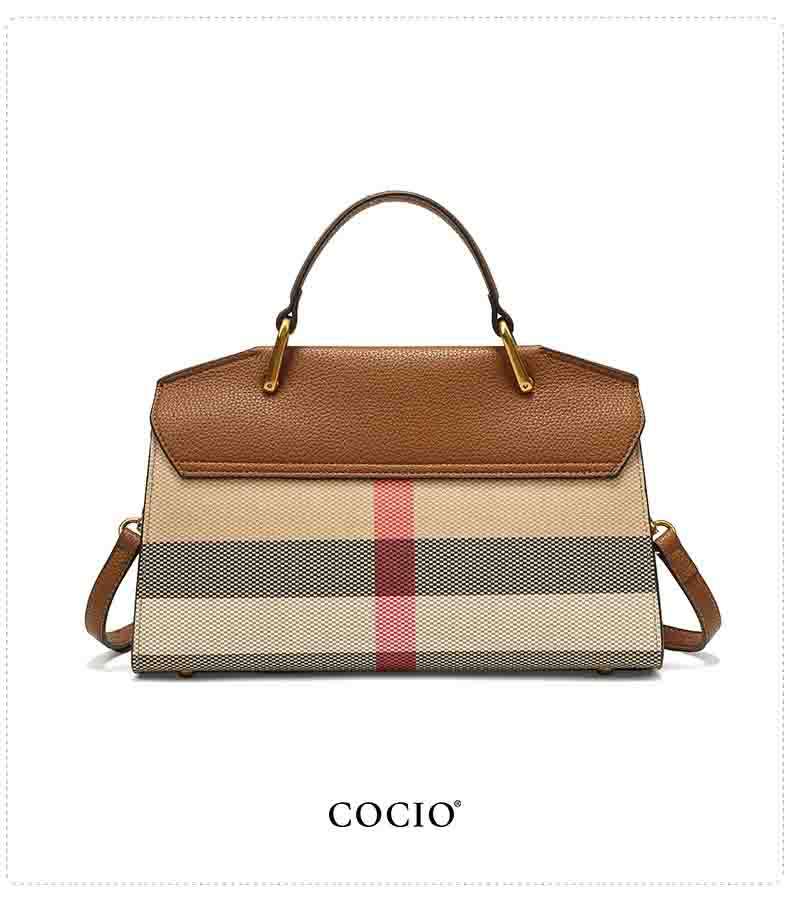 COCIO Plaid Tote for Women Texture Handbag - Simple, Trendy Everyday Shoulder Bag Z260124