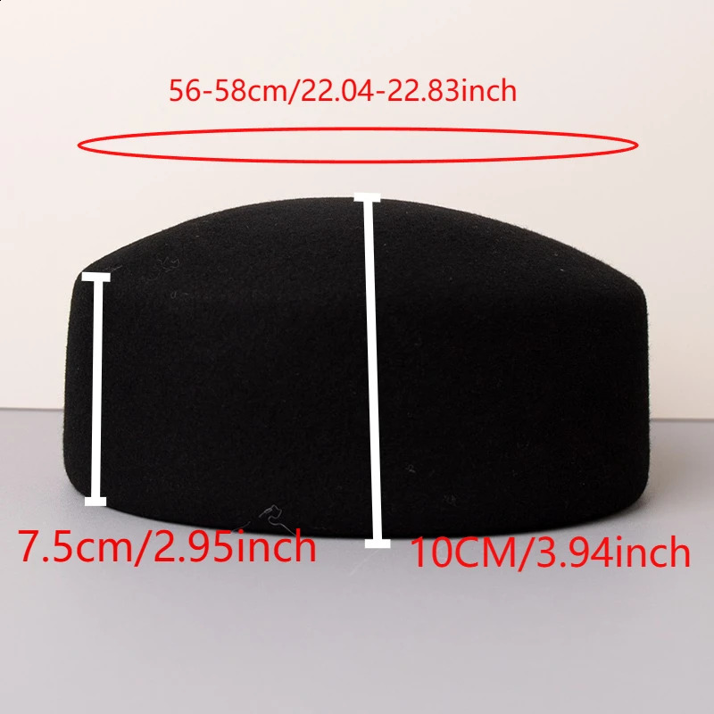 Vintage Hard Top Flat Fedoras Hat 100 Wool Felt Berets Wedding Fascinator Caps Cocktail Party Pillbox 250919