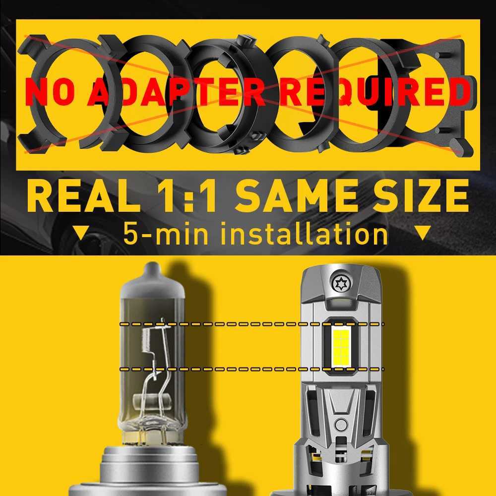 2Pcs AUXITO H7 LED Canbus Error Free Headlight Bulb With Fan 22000LM MINI 360 Lighting H7 CSP LED Chip Headlamp 12V 6500K White X250920