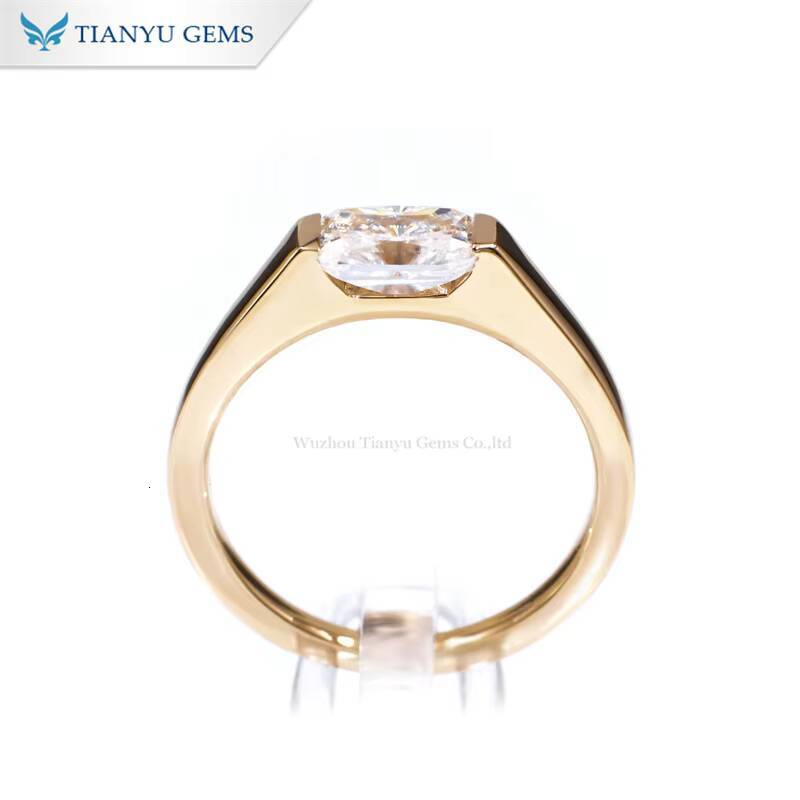 Tianyu 7x5mm Radiant Cut D VVS Moissanite Diamond Solid Gold 10K 14K 18K Engagement Wedding Mens Bands for Males