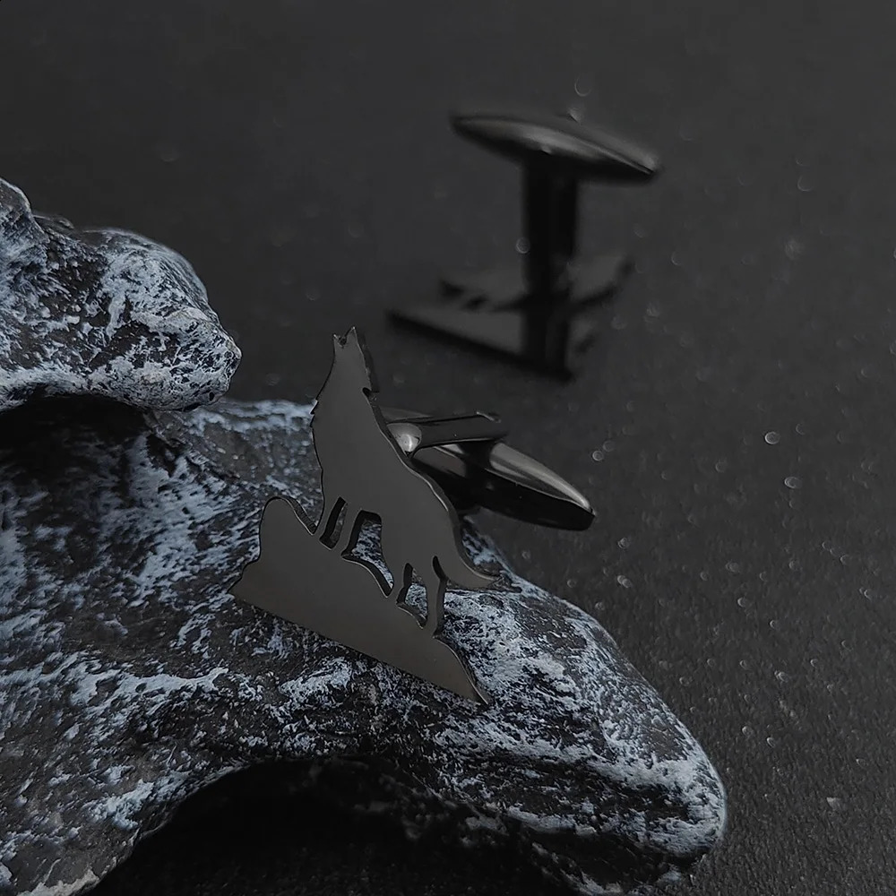 Roaring Wolf King stainless steel mens cufflinks goldplated cufflinks suit clothing accessories suitable for any occasion 250919